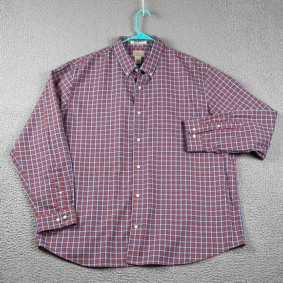 L.L. Bean Traditional Fit Button Down Shirt Men's 2XL Blue Red Plaid Preppy - Picture 2 of 8